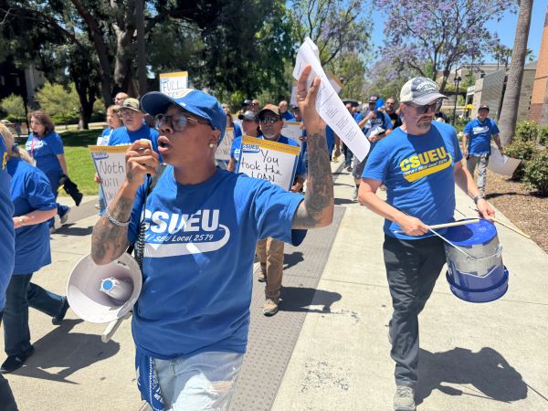 CSUEU members marching together at Cal State Northridge
